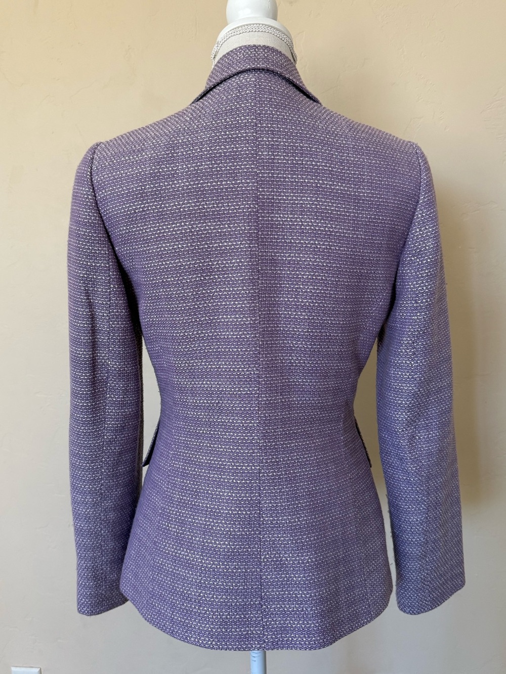 Lavender Tweed Blazer Jacket Purple Office Career Quiet Luxury Chic - Picture 4 of 10